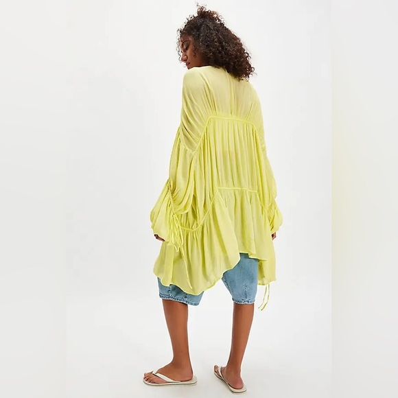 FREE PEOPLE Sunshine Yellow Juliet Tiered Slouchy Duster - Picture 2 of 7